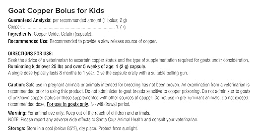 UltraCruz - sc-364925 Goat Copper Bolus Supplement for Kid Goats, 100 Count x 2 Grams
