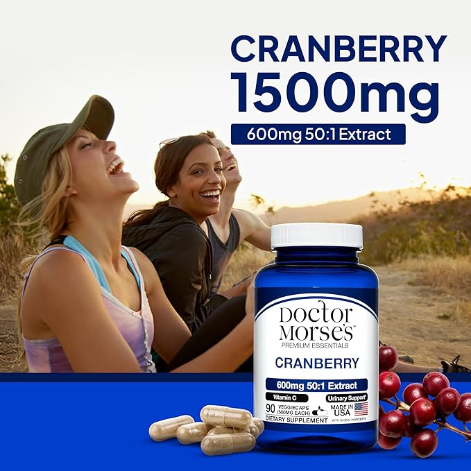 Cranberry Supplement Pills for Women and Men, 30000mg Strength, Urinary Tract Support with Vitamin C, Made in FDA-Registered, NSF-Certified Facility, Overall Health Support, 90 Capsules