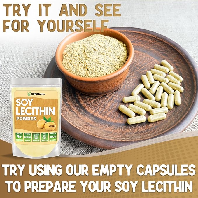 XPRS Nutra Soy Lecithin Powder Food Grade Fat Emulsifier - Suitable for Cooking, Baking and More - Vegan Friendly Soy Lecithin Powder Cooking Aid (4 Ounce)