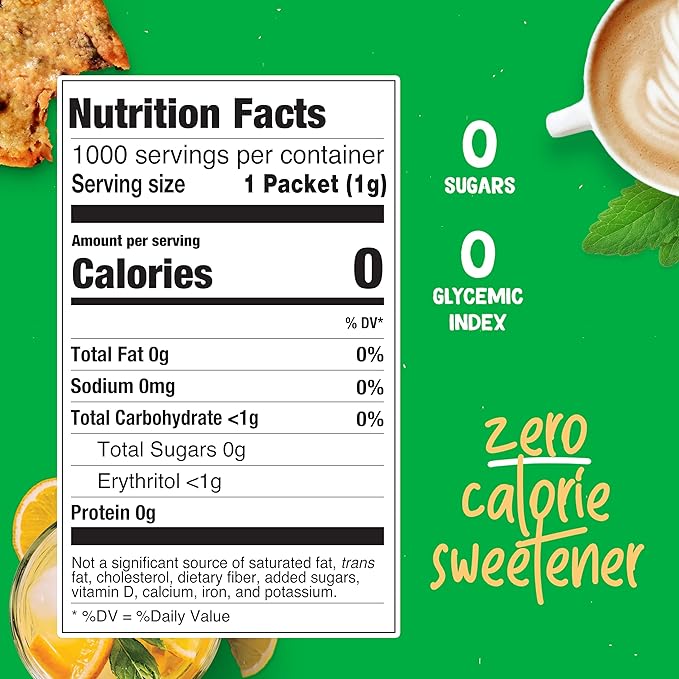 Pyure Organic Stevia Packets | Granulated Sugar Packets - White Sugar Substitute | Zero Carb, Zero Sugar, Zero Calorie Sweetener Packets | Plant-Based Stevia Packets for Keto Coffee | 1000 Count