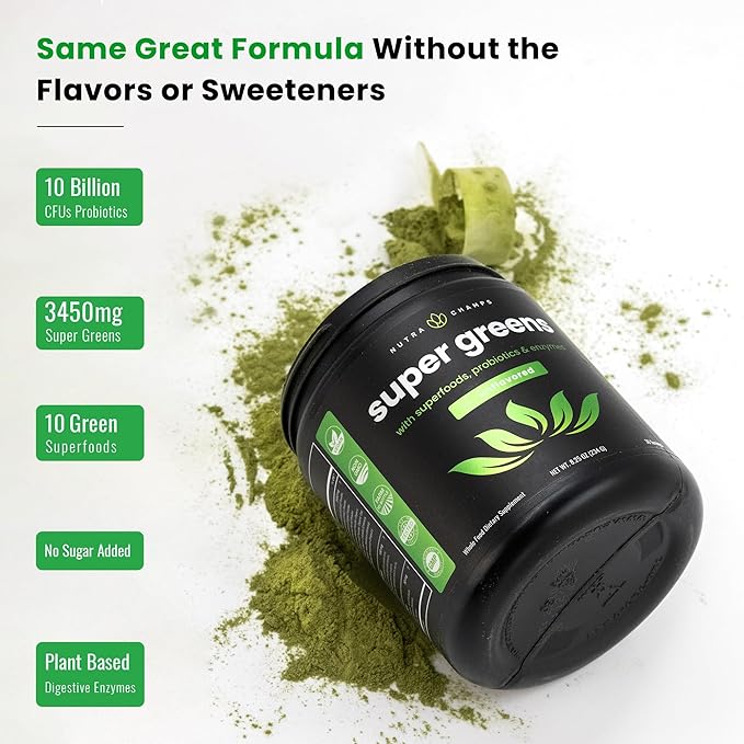 NutraChamps Super Greens Mango & Super Greens Unflavored Bundle - 2 Month Supply