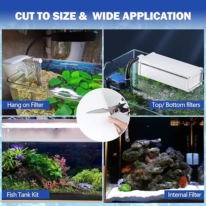 UBeesize Aquarium Filter Media Floss, 24" x 36" Pond Filters for Outdoor Ponds and Fish Tank, High Efficiency Aquarium Filter Material, No Dye and Reusable Filter Floss