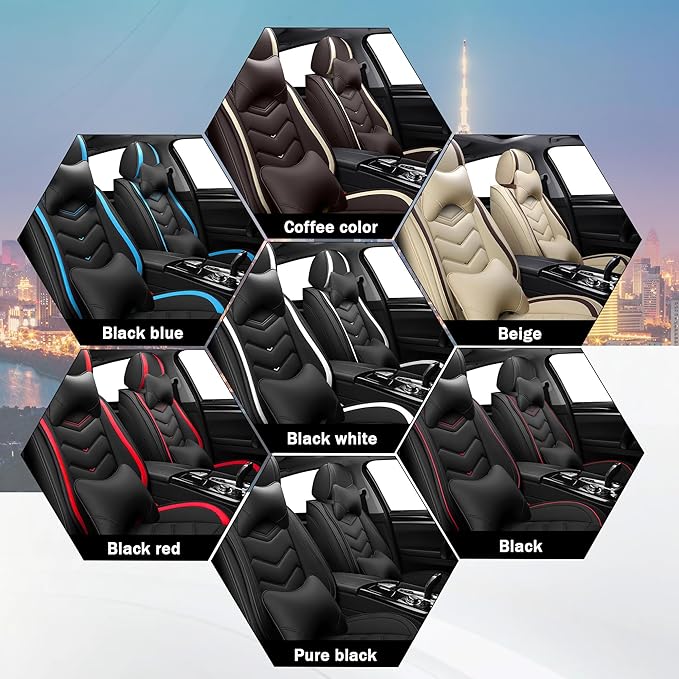 CTDS Car Seat Covers for Jeep Grand Cherokee L 2021-2026, Stylish Sport Seat Cover, Premium Nappa Leather Car Seat Cover. Automobile Seat Covers Sets.(Luxury 5 Seats/Black Blue)