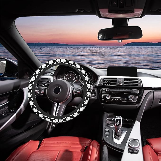 Halloween Ghosts Steering Wheel Cover, Elastic Non-Slip Steering Wheel Protector,Auto Interior Decor for Women Girls,Universal 15" Fit for Sedans,Trucks