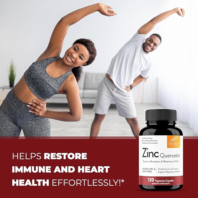 Sandhu’s Zinc Quercetin 120 Vegetarian Capsules – Zinc Supplements for Antioxidant Immune Support for Men and Women – Gluten, Soy, Dairy Free