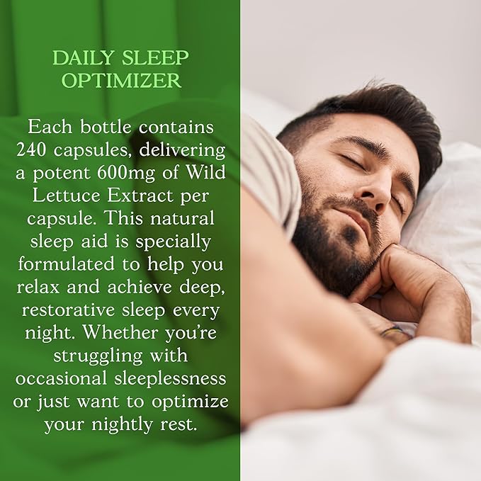 Wild Lettuce Extract – Herbal Sleep Supplement 1200mg, 4:1 Concentrated, Vegan Capsules, Soothes Discomfort, 120 Servings, 240 Count