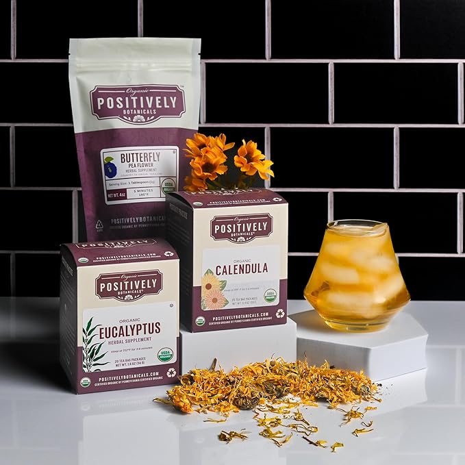 Organic Positively Botanicals Company, Calendula Herbal Tea Bags, 20 Count
