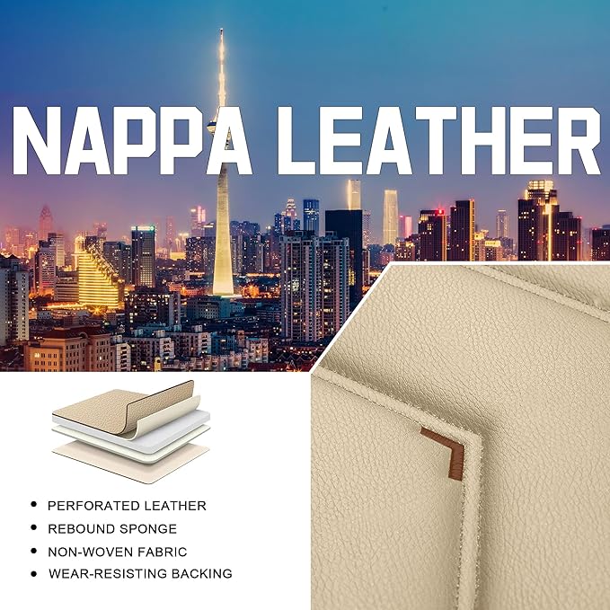 CTDS Car Seat Covers for Toyota Corolla 2000-2026, Stylish Sport Seat Cover, Premium Nappa Leather Car Seat Cover. Automobile Seat Covers Sets.(Standard 5 Seats/Beige)