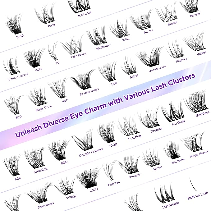 Lash Extension Kit DIY Lash Clusters Kit Eyelash Extensions Individual Lashes Extensions with (Lash Bond and Seal,Tweezers,280Pcs, 200D,10-18mm)