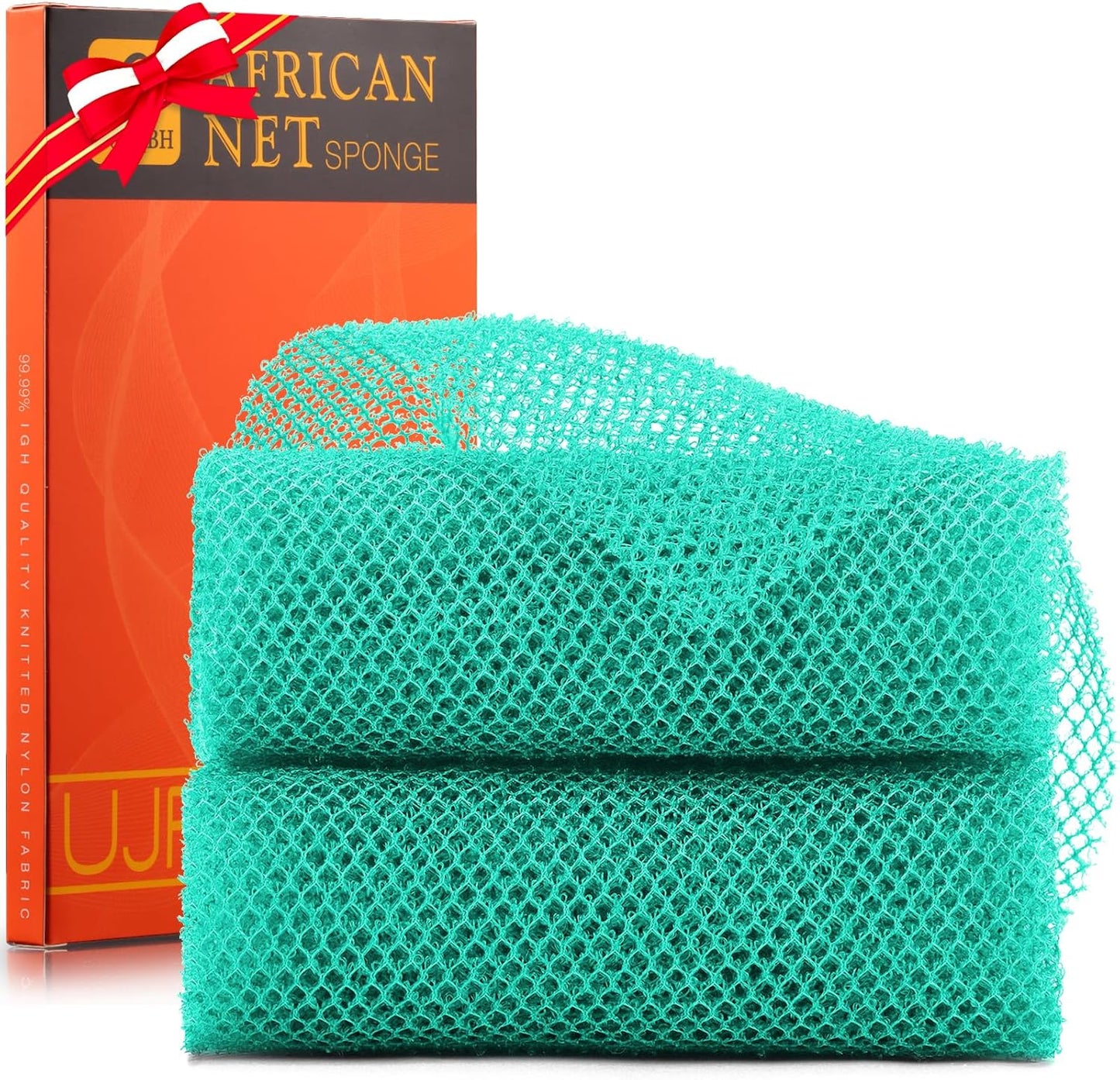 Exfoliating African Bath Sponge Set | 2-Piece Green Body Scrubber