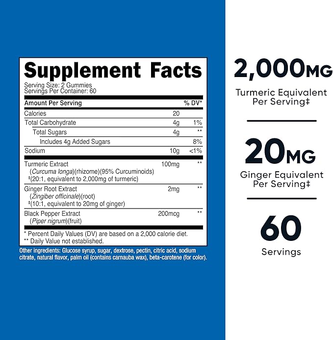 Nutricost Turmeric Gummies 2,000mg Tumeric per Serving (120 Gummies) - 60 Servings