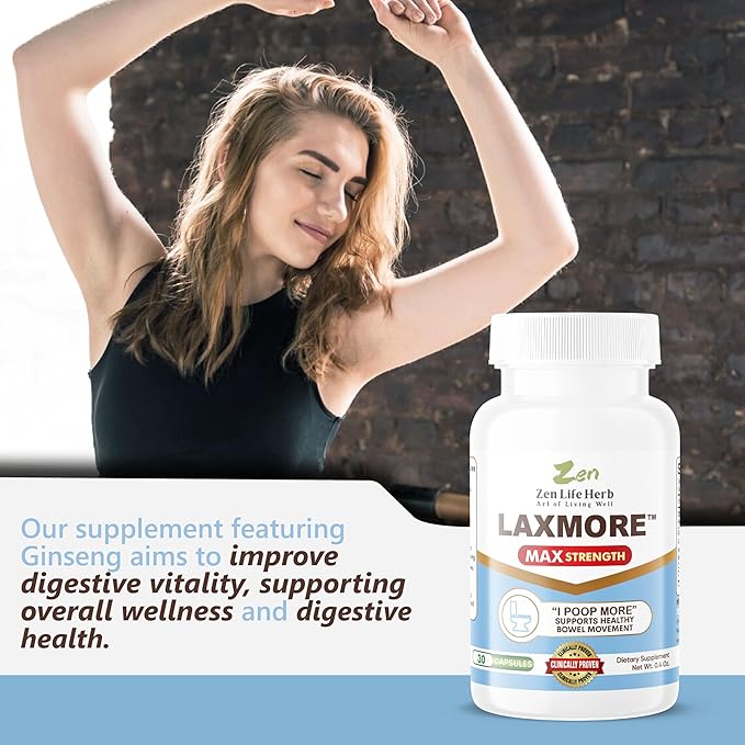 LAXMORE I Poop More Max Strength 100% Natural Plant-Based Supplement (120 Capsules)