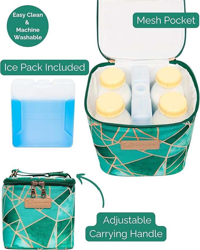 Cold Gold Breastmilk Cooler Bag with Safety Tested Ice Pack – Insulated Milk Storage for Work, Travel & Daycare – Fits Bottles & Parts – Durable, Washable, Cooler for Moms (Limited Edition Mosaic)