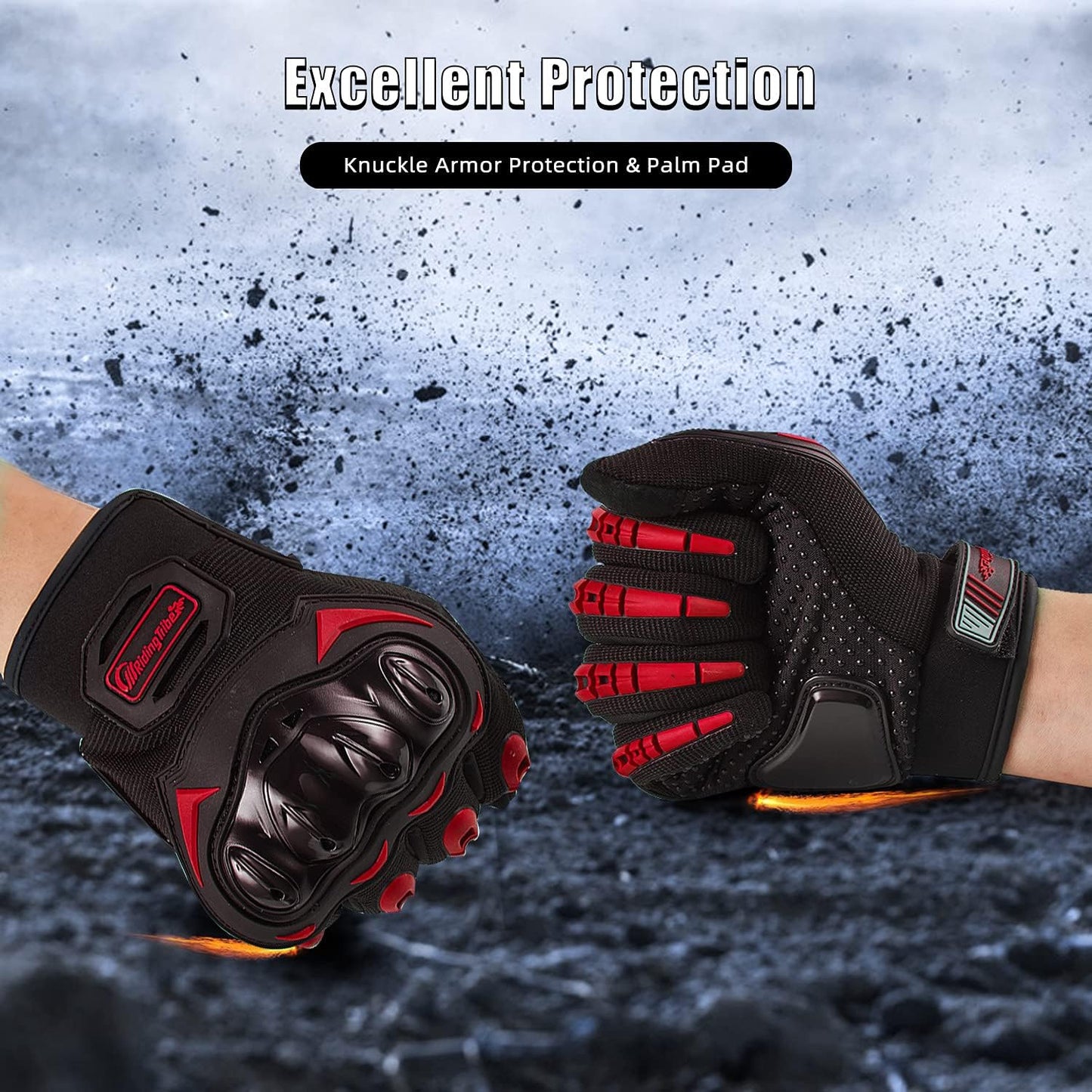 Motorcycle Gloves for Men and Women Full Finger Touchscreen Mountain Dirt Bike Gloves for Powersports BMX ATV MTB Driving Motocross Cycling Gloves(M, Red)