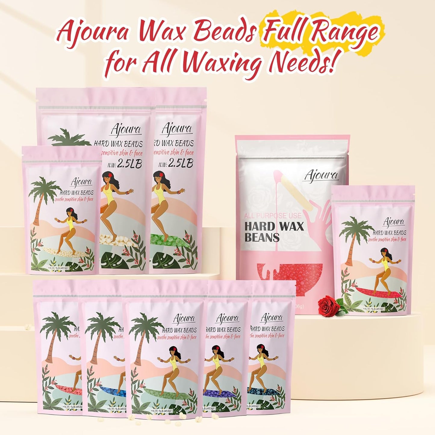1Lb Ajoura Refill Wax Beans | Coarse Brazilian Wax for At-Home Hair Removal