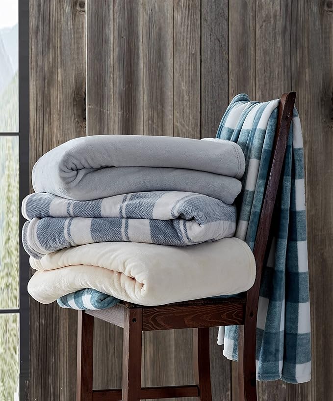 Eddie Bauer - Twin Blanket, Ultra Plush Bedding, Lightweight Home Decor for All Seasons (Stone Throw Stripe, Twin)