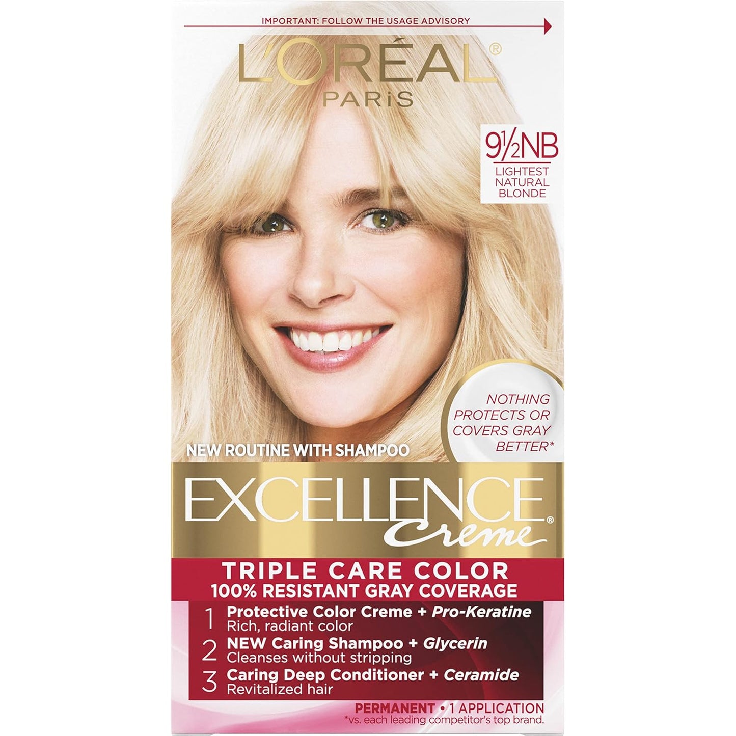L'Oreal Paris Excellence Crème Hair Color Kit | 6 Light Brown | 8-Week Gray Coverage