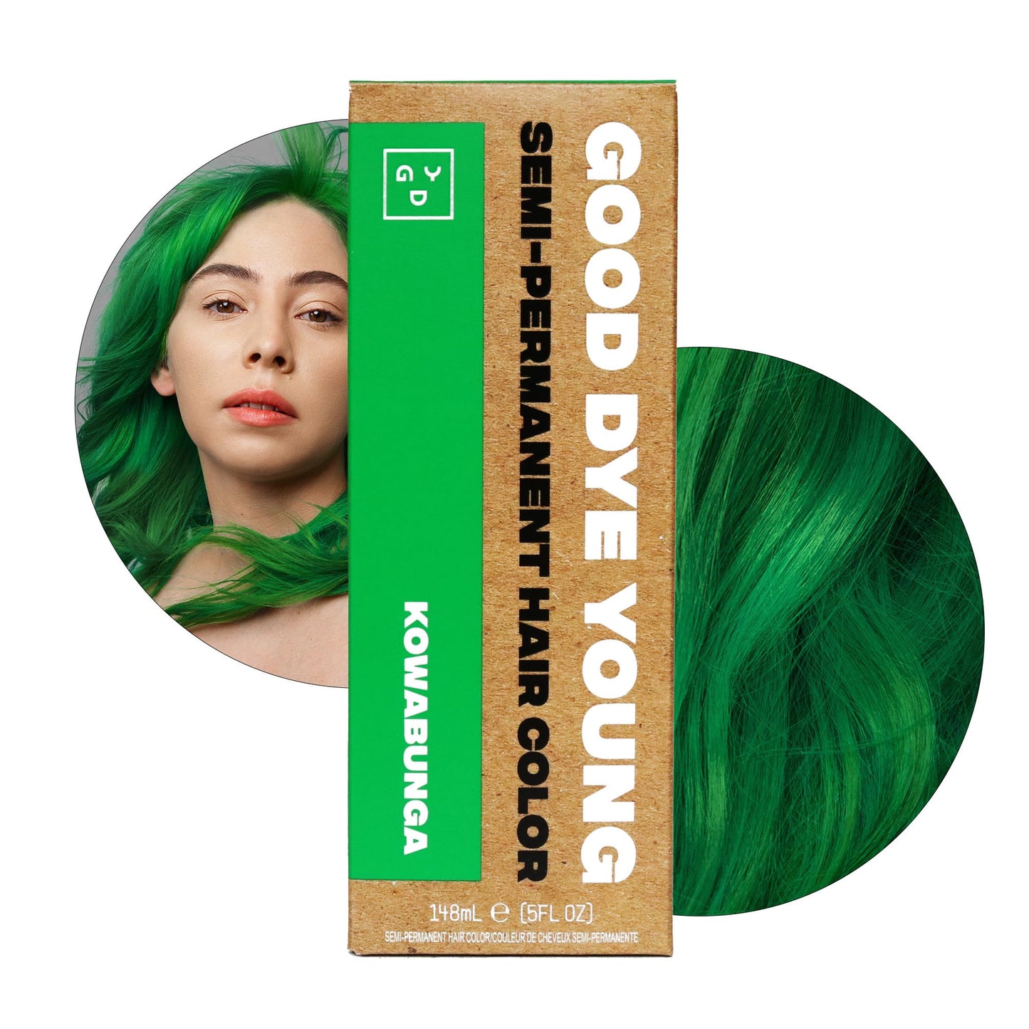 Good Dye Young Semi Permanent Green Hair Dye (Kowabunga) - Uv Protective Temporary Hair Color Lasts 15-24+ Washes - Conditioning