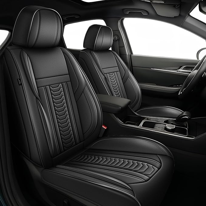 TTX LIGHTING for Hyundai Tucson 2005-2026 Seat Covers: Waterproof Leather Seat Protector with Airbag Compatible (2 Front Seats,Black)