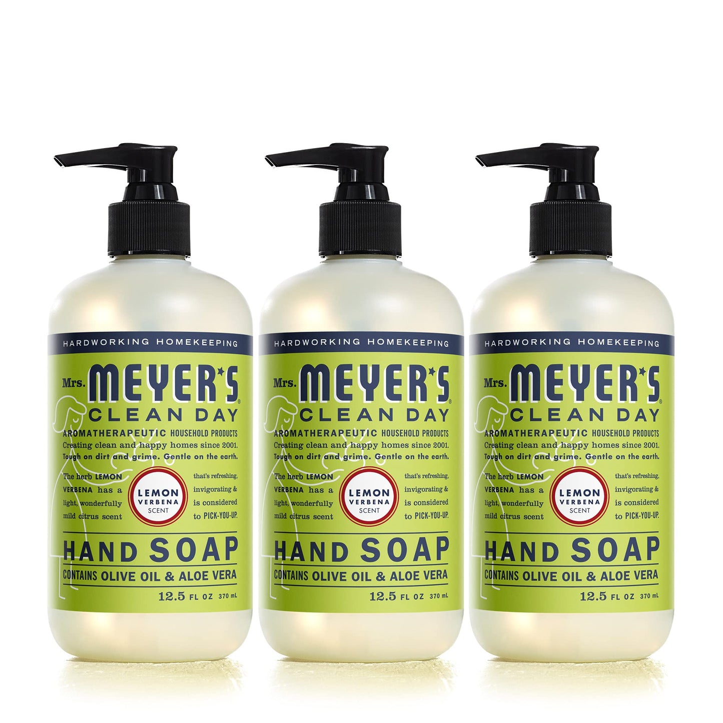 Mrs. Meyer's Clean Day Liquid Hand Soap, Cruelty-Free, and Biodegradable Hand Wash Made with Essential Oils, Lemon Verbena Scent