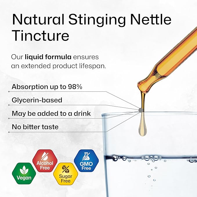BIO KRAUTER Stinging Nettle Tincture - Nettle Root Extract Liquid - Urinary Support Supplement - Urtica Dioica Natural Extract - Vegan, Sugar & Alcohol Free Drops 2 Fl.Oz.