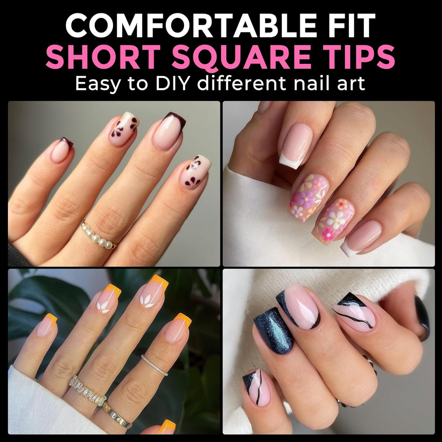 Almond Press-On Nails | 216 Pcs Full Cover Acrylic Tips | DIY Nail Extensions