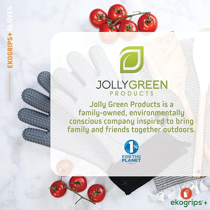 Ekogrips Plus Oven Gloves with Fingers, Comfy Waterproof Silicone Oven Mitts Heat Resistant with Long Cuff, Insulated BBQ Gloves Perfect for Grilling, Baking, Smoker, Canning, Pizza, Red, Hot Mitts
