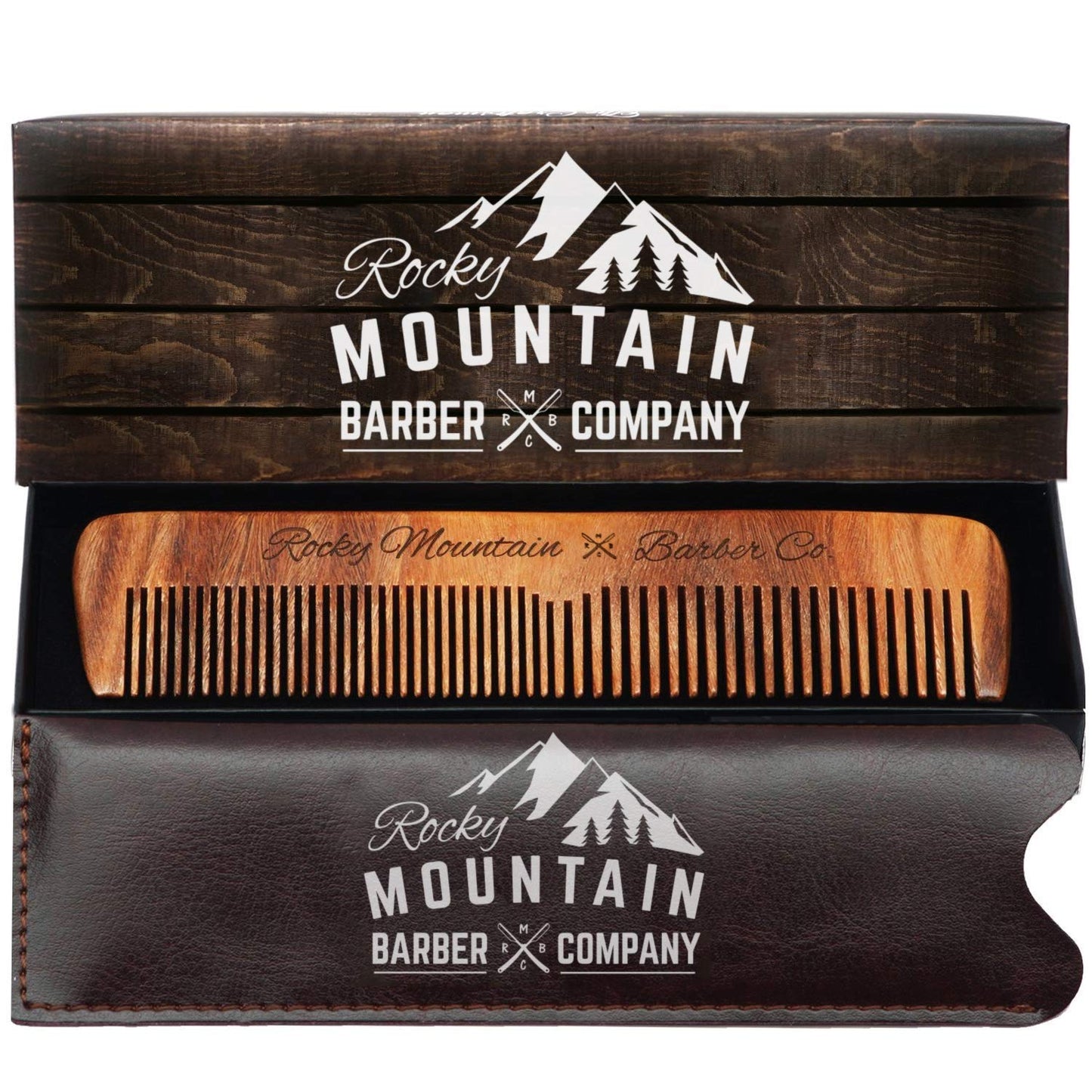 Hair Comb - Wood With Anti-Static & No Snag With Fine And Medium Tooth For Head Hair, Beard, Mustache With Premium Carrying Pouc