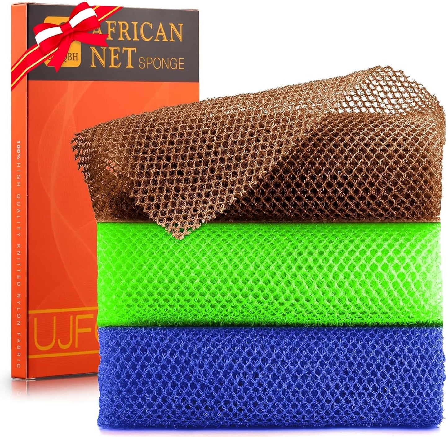 Exfoliating African Bath Sponge | Long Net Body Scrubber | Green