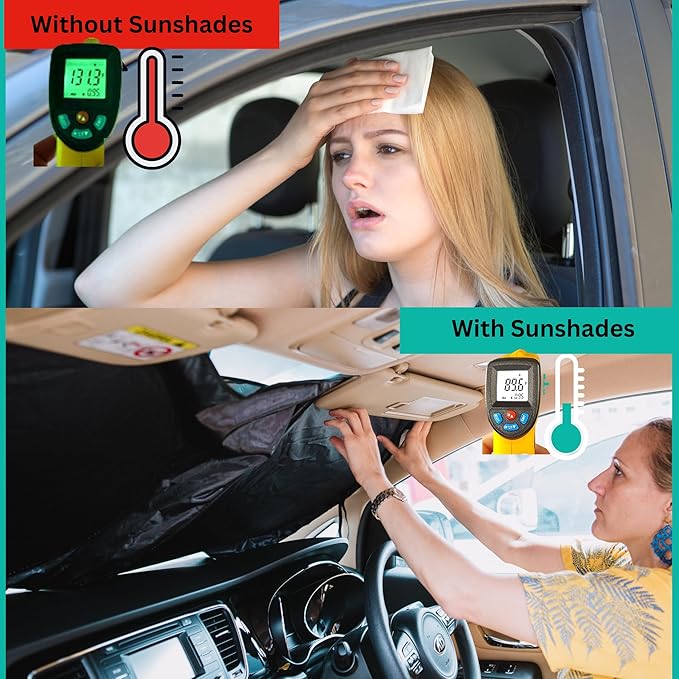 Windshield Sun Shade -Certified 99.87% UVB & 99.02% UVA Car Sun Shade. Award Winning Sunshade - Patented Technology | Compatible for Audi Q3 (2013-2018) | Car Shades by Kinder Fluff