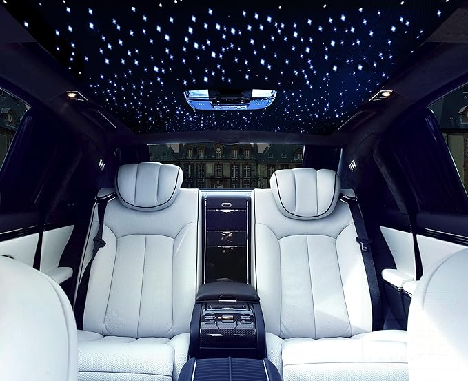 CHINLY 16W 550pcs 13.1ft 0.03in Bluetooth APP/Remote RGBW LED Fiber Optic Star Ceiling Lights Kit +Adapter+Cigarette Lighter for Car/Home Theater