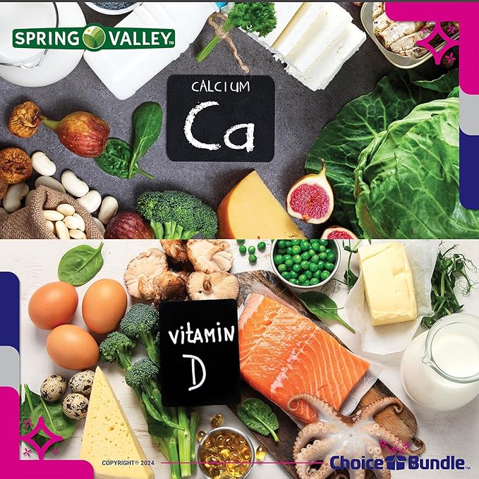 Spring Valley Calcium 500 mg Plus Vitamin D 25 mcg Bone Health Dietary Supplement Gummies, 100 Ct 4 pk (400 Total) + Vitamin Guide and Pill Container (6 Items)!