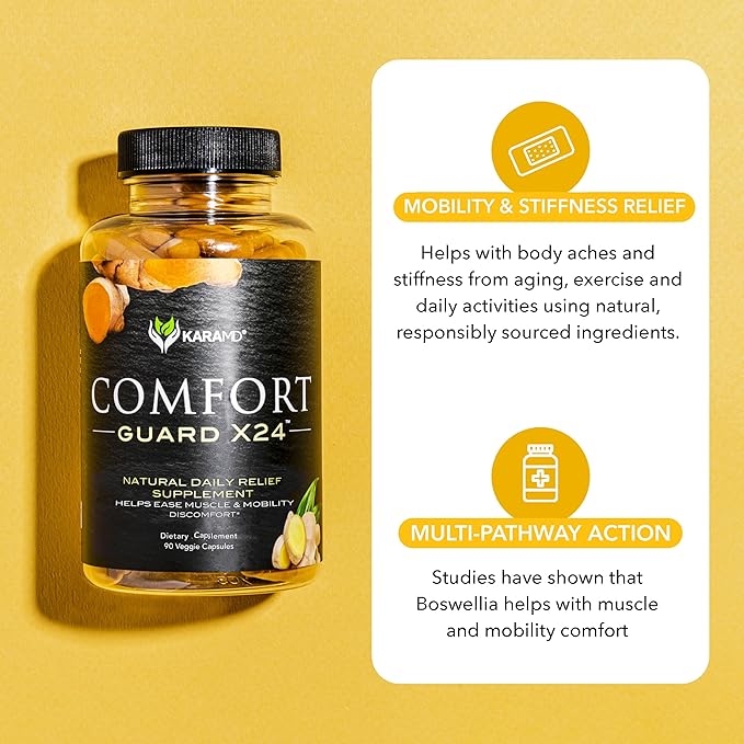 KaraMD Comfort Guard X24 | Joint & Movement Support Supplement | Turmeric Curcumin, Boswellia & Ginger | Ease Muscle Discomfort & Joint Stiffness | Non-GMO, Gluten Free & Vegan Friendly (120 Servings)