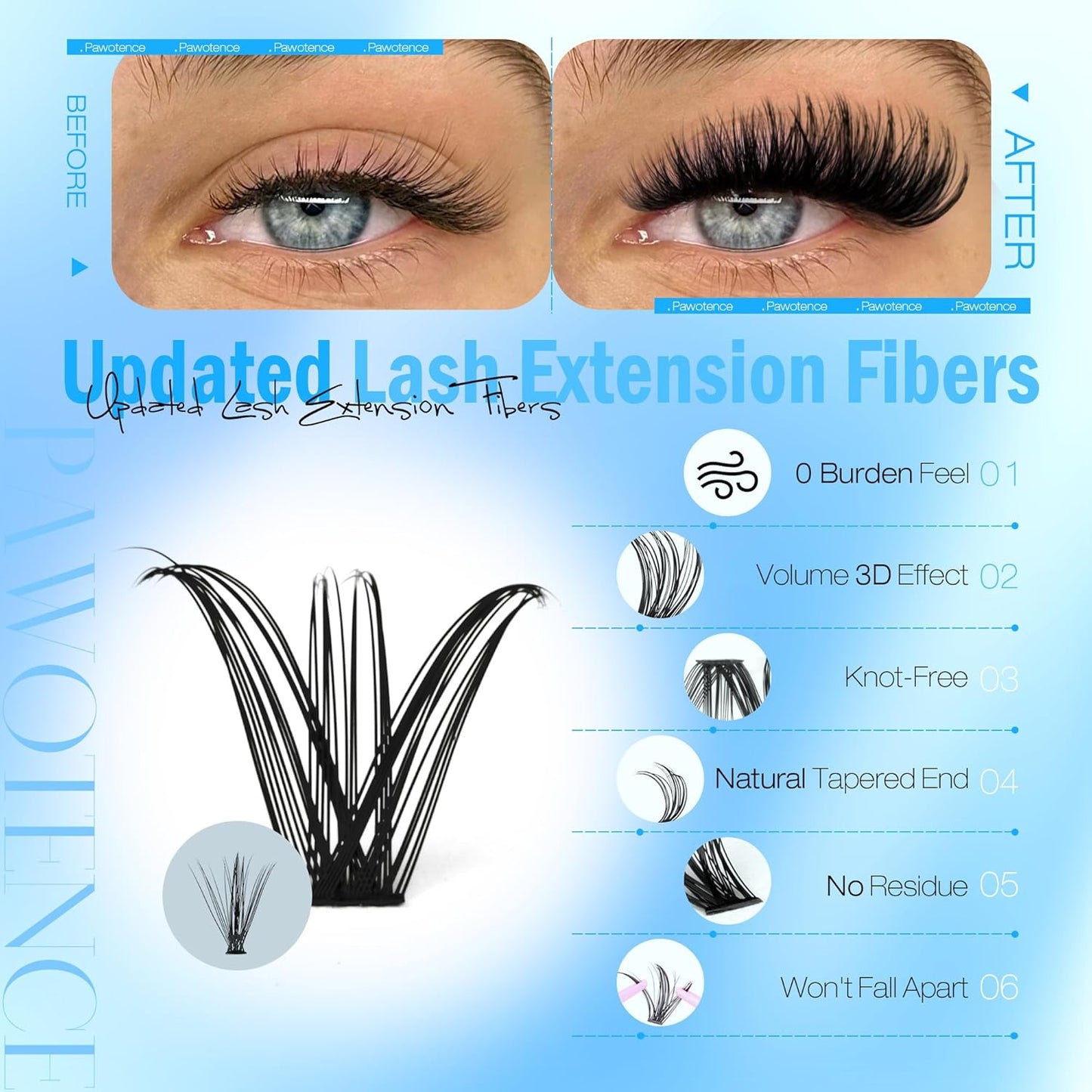 Pawotence DIY Lash Extension Kit | 280pcs 50D Individual Clusters 9-16mm