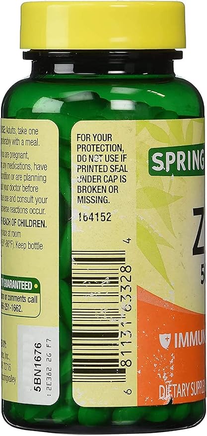 Spring Valley - Zinc 50 mg, 200 Ct 2 Pack Zinc supplement Spring Valley supplement is Suitable for Daily Intake.