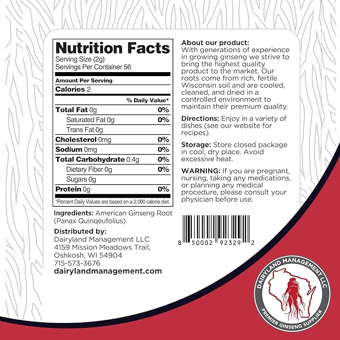 Dairyland American Ginseng Slices and Roots - 4 oz Pack Each of Wisconsin Ginseng – Direct from Farmer to Consumer 西洋参