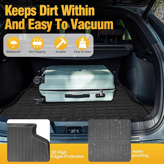 Trunk Liner Cargo Liners for Dodge Grand Caravan 2005-2021 and 2005-2016 Chrysler Town and Country Van Rear Trunk Floor Mats 3D Boot Tray All-Weather TPE Black