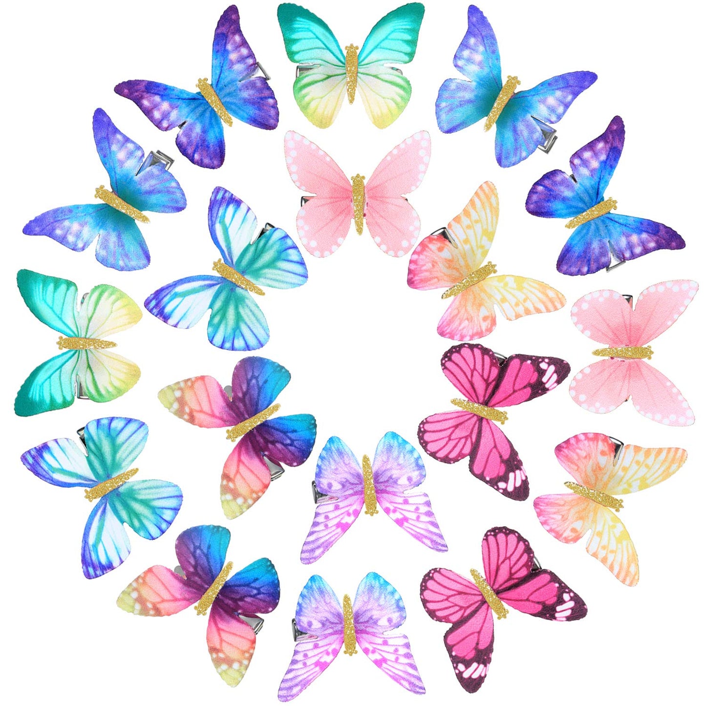 Butterfly Hair Clips Glitter Barrettes Butterfly Snap Hair Clips For Teens Women Girls Hair Accessories(Classic)