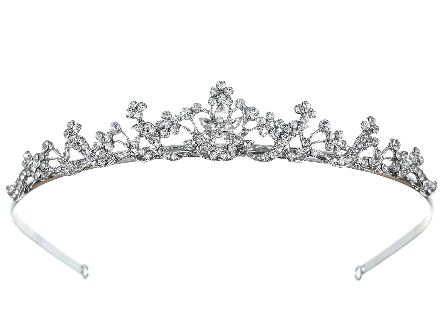 Elegant Bridal Floral Rhinestone Crystal Wedding Prom Tiara Crown T1076
