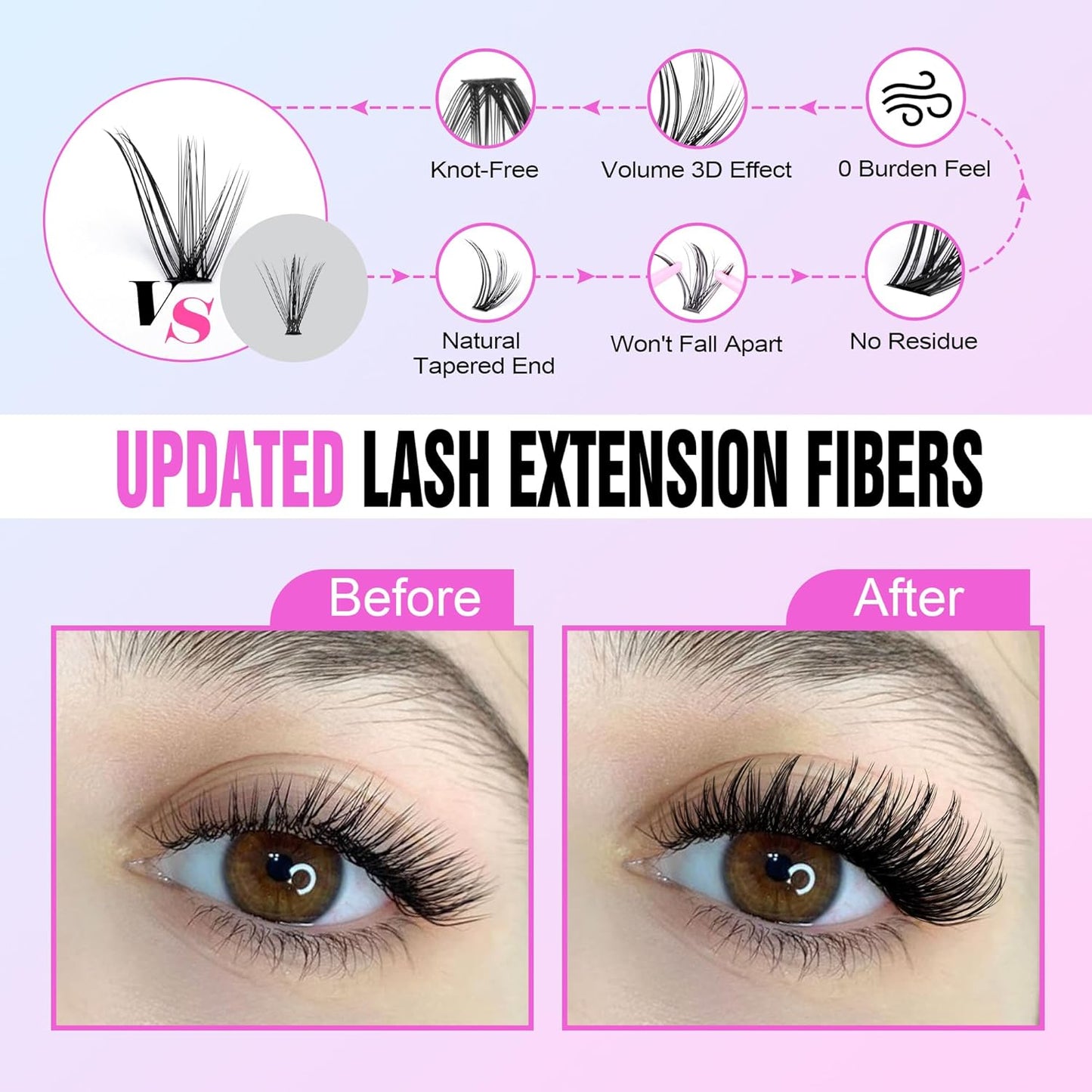 DIY Lash Extension Kit | 280pcs Brown 40D Clusters | 9-16mm Individual Lashes