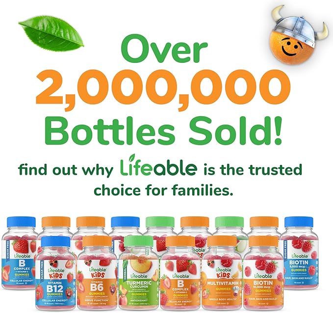 Lifeable Kids Vitamin D Gummies | Vitamin D3 1000iu | Great Tasting Vitamin D3 Gummies | D3 Vitamin for Strong Healthy Bones and Immune Support | Vitamin D for Kids, Boys, Girls | 90 Gummies