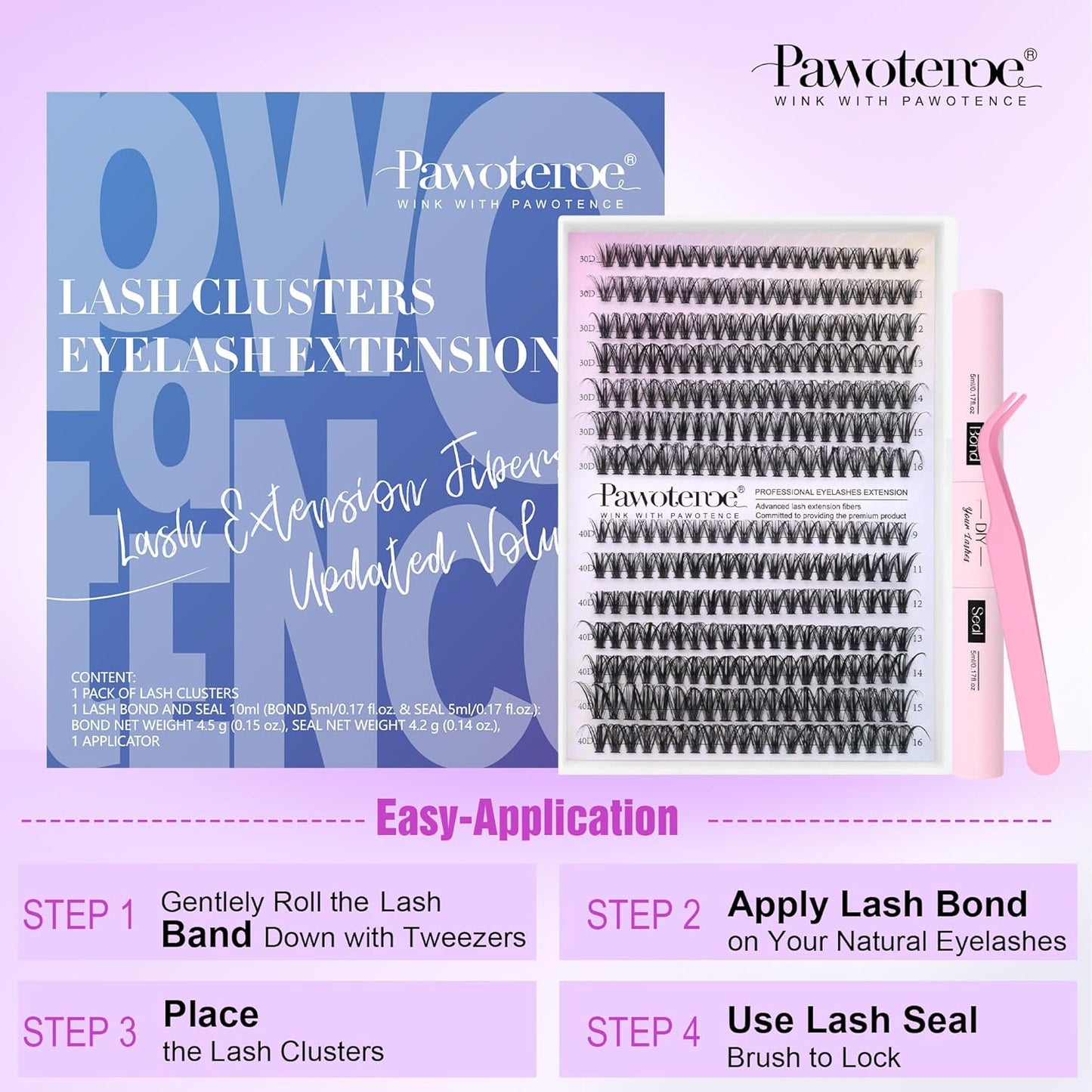 Pawotence DIY Lash Extension Kit | 280pcs 50D Individual Clusters 9-16mm