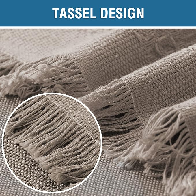 H.VERSAILTEX Cotton Sofa Covers Couch Cover Sofa Slipcover for Most Shape Sofas, Feature Thick Woven Jacquard Seamless with Tassels, Multi-Use Decorative for Couch (XX-Large: 91" x 134", Sand)