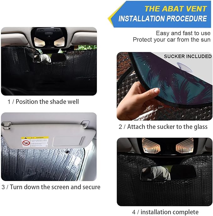 xigua Sunset with Palm Trees Car Windshield Sunshade Foldable Front Window Sun Visor Protector for Car,SUV,Truck - Keep Vehicle Cool,55 x 27.6 Inch