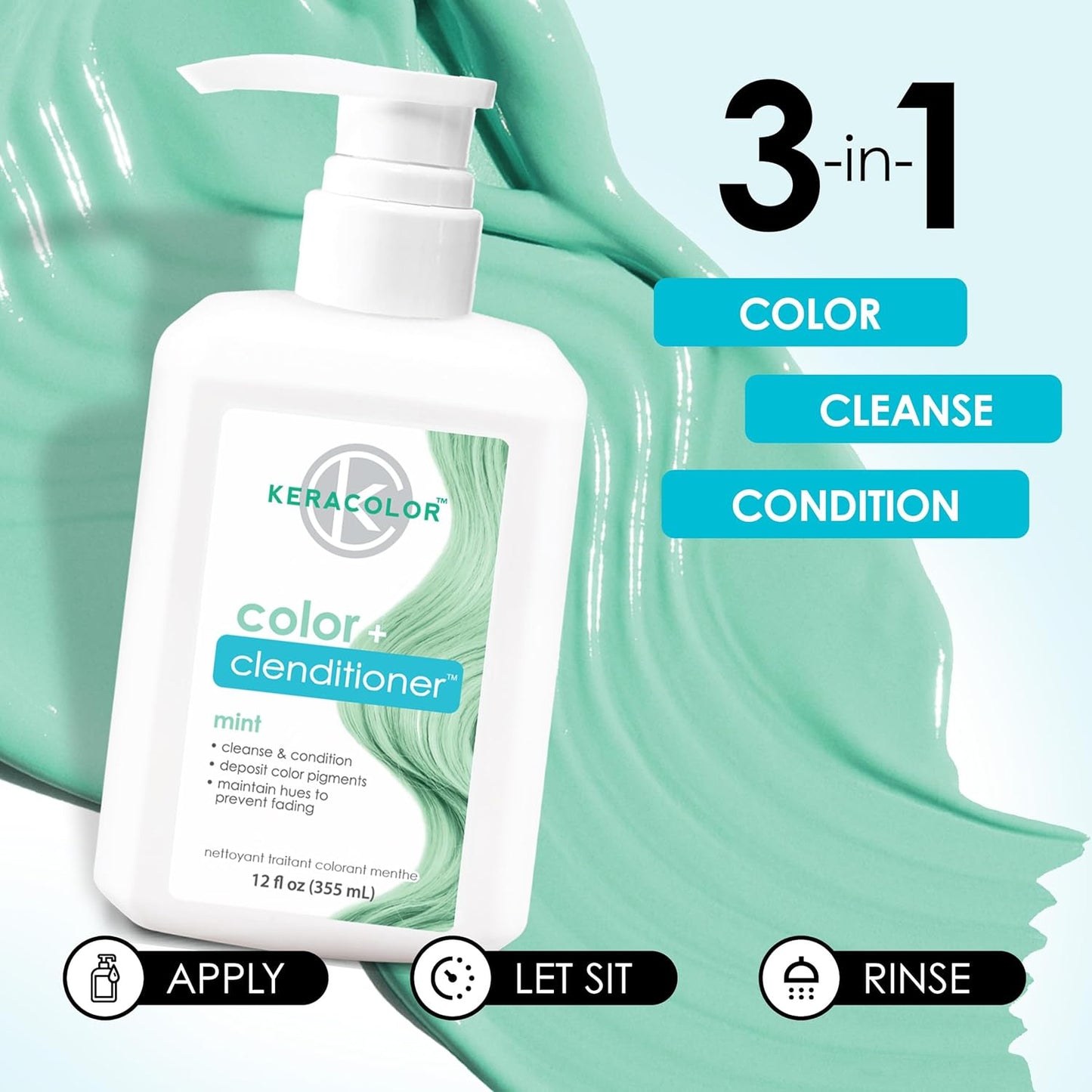 Keracolor 3-In-1 Color-Depositing Conditioner | Gently Cleanses & Conditions | 12 Fl Oz