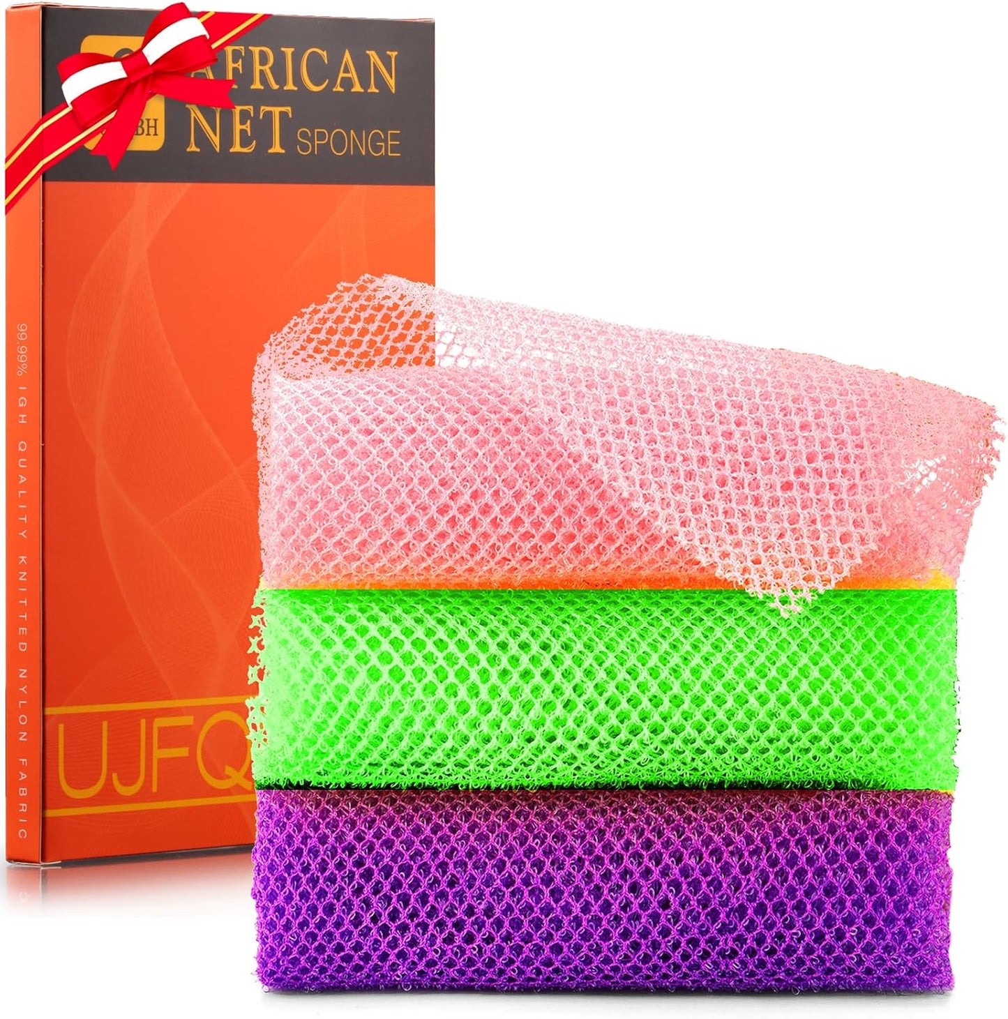 Exfoliating African Bath Sponge Set – 6 Colorful Net Scrubbers for Daily Use