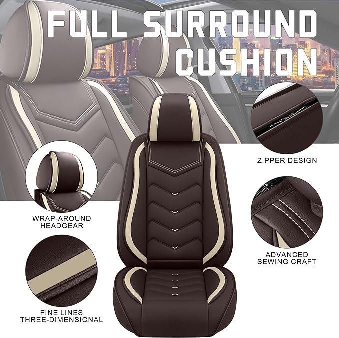 CTDS Car Seat Covers for Honda Accord 2000-2026, Stylish Sport Seat Cover, Premium Nappa Leather Car Seat Cover. Automobile Seat Covers Sets.(Standard 2 Seats/Coffee Color)