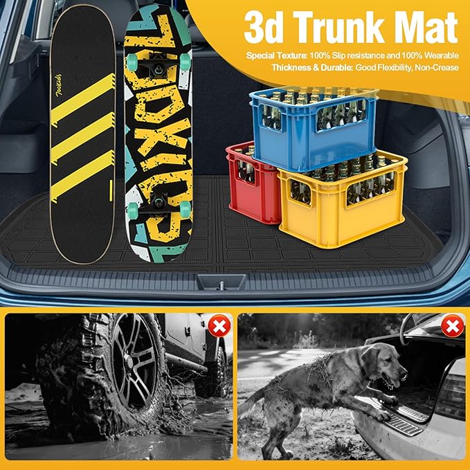 Trunk Liner Cargo Liners for Toyota Corolla 2014-2019 Rear Trunk Floor Mats 3D Boot Tray All-Weather TPE Black