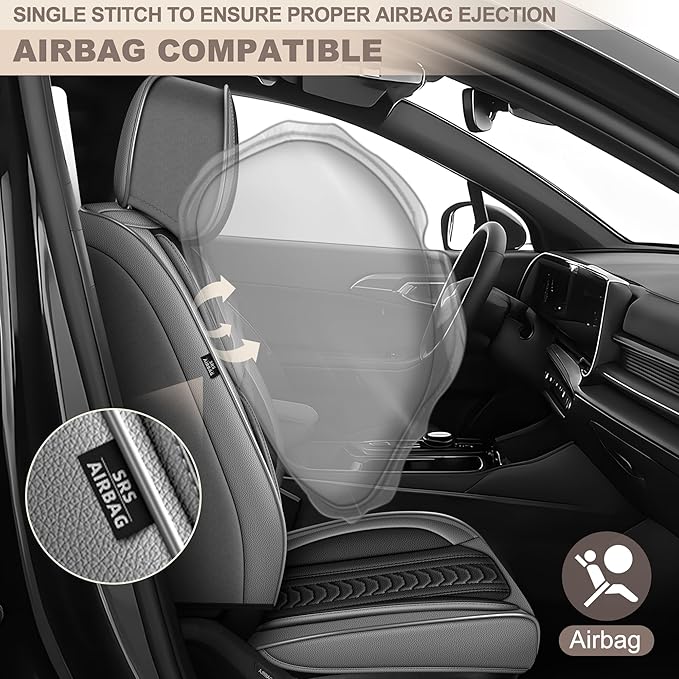 TTX LIGHTING for Toyota 4runner 2003-2026 Seat Covers: Waterproof Leather Seat Protector with Airbag Compatible (2 Front Seats,Black&Gray)