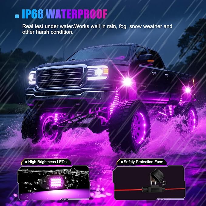 LED Rock Lights for Trucks 14 Pods,RGB Rocklights with App & Remote Control, Underglow Rock Light Kit for Trucks UTV ATV Golf Cart RZR
